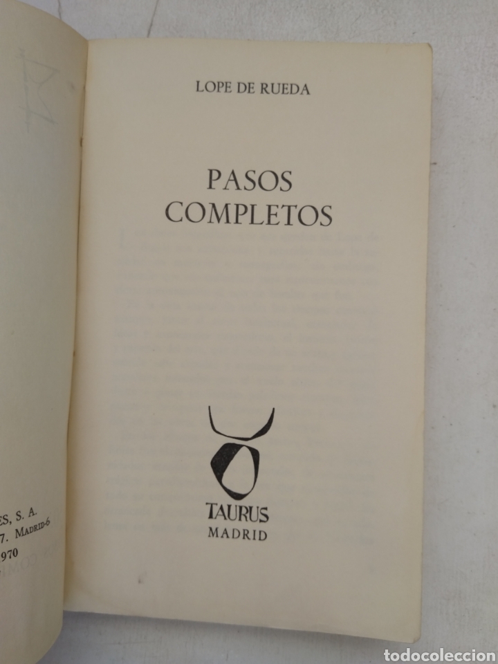 Libros de segunda mano: PASOS COMPLETOS/LOPE DE RUEDA - Foto 2
