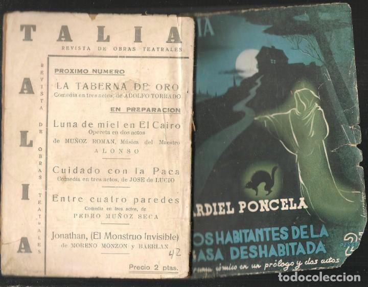 Libros de segunda mano: TALIA. N&ordm; 42. LOS HABITANTES DE LA CASA DEHABITADA. JARDIEL PONCELA. MADRID, 1943. (P/D5)