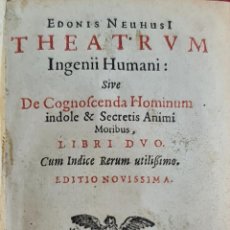 Libros de segunda mano: THEATRUM INGENII HUMANI. EDONIS NEHUSI. JOHANEM JANSONIUM. 2 VOL. 1648.