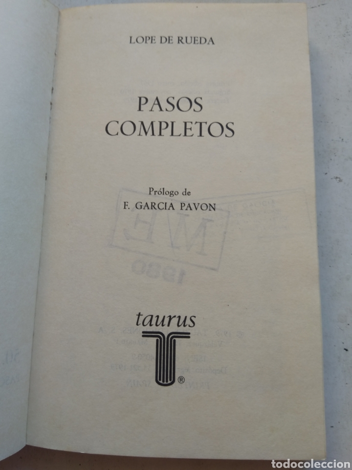 Libros de segunda mano: PASOS COMPLETOS/LOPE DE RUEDA - Foto 3