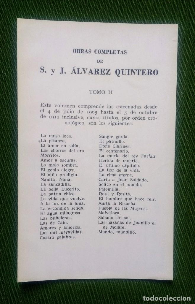 Libros de segunda mano: OBRAS COMPLETAS VOL. 2 - ALVAREZ QUINTERO - ESPASA 1967 - Foto 4