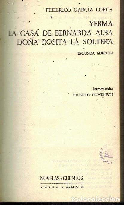 Livros em segunda m&atilde;o: YERMA & LA CASA DE BERNARDA ALBA & DO&Ntilde;A ROSITA LA SOLTERA