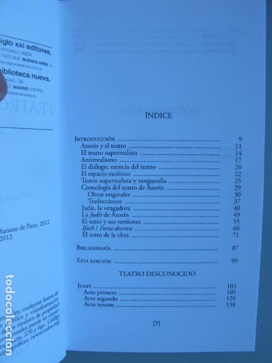 Libros de segunda mano: TEATRO DESCONOCIDO ( JUDIT E IFACH ).- AZOR&Iacute;N .- BIBLIOTECA NUEVA. 2012 - Foto 3