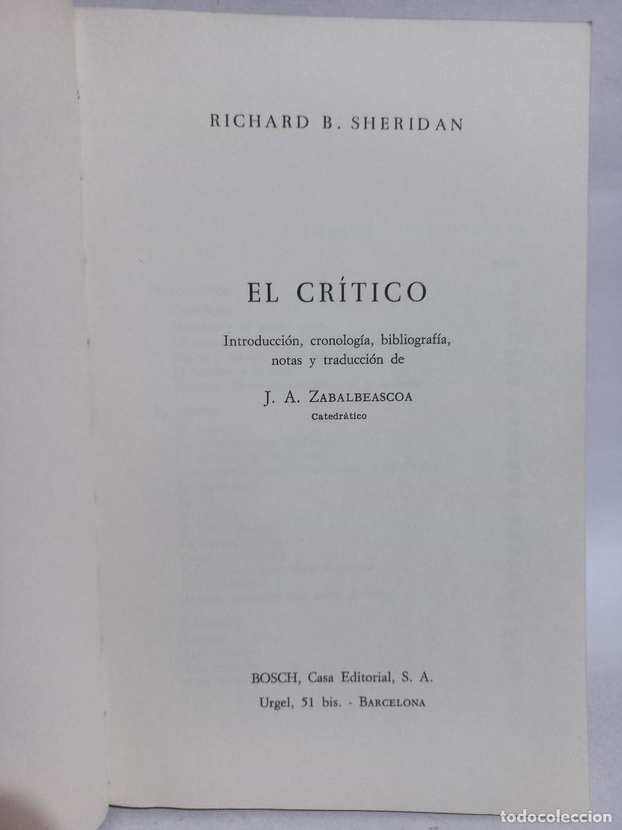 Libros de segunda mano: Richard B. Sheridan - El Cr&iacute;tico - 1976 - Foto 3