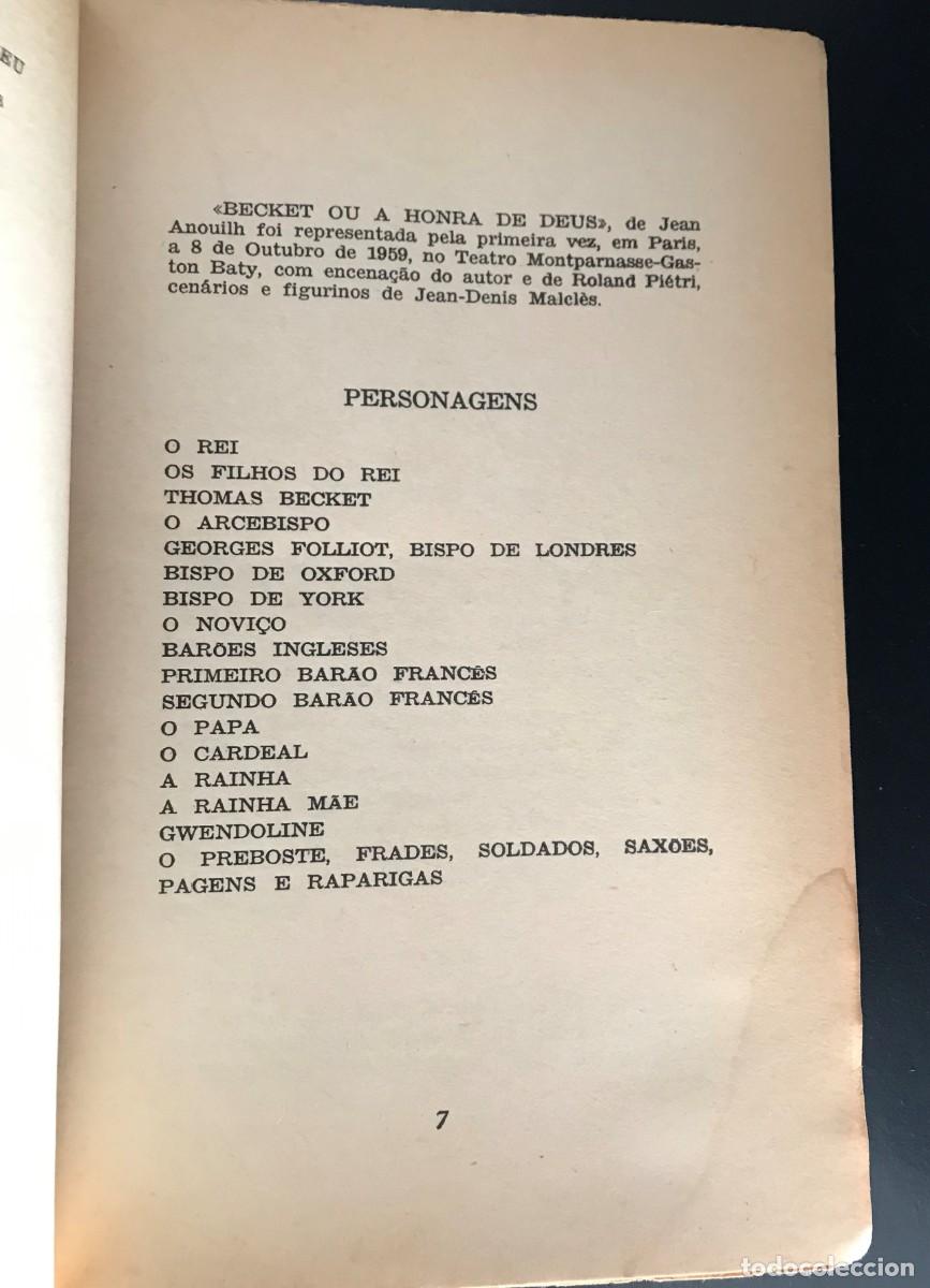Libros de segunda mano: Becket ou a Honra de Deus de Jean Anouilh - Foto 4