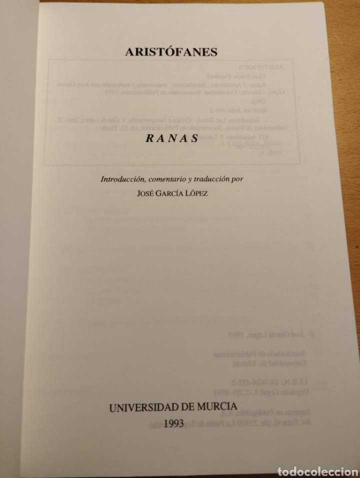 Libros de segunda mano: LAS RANAS (ARIST&Oacute;FANES) - Foto 2