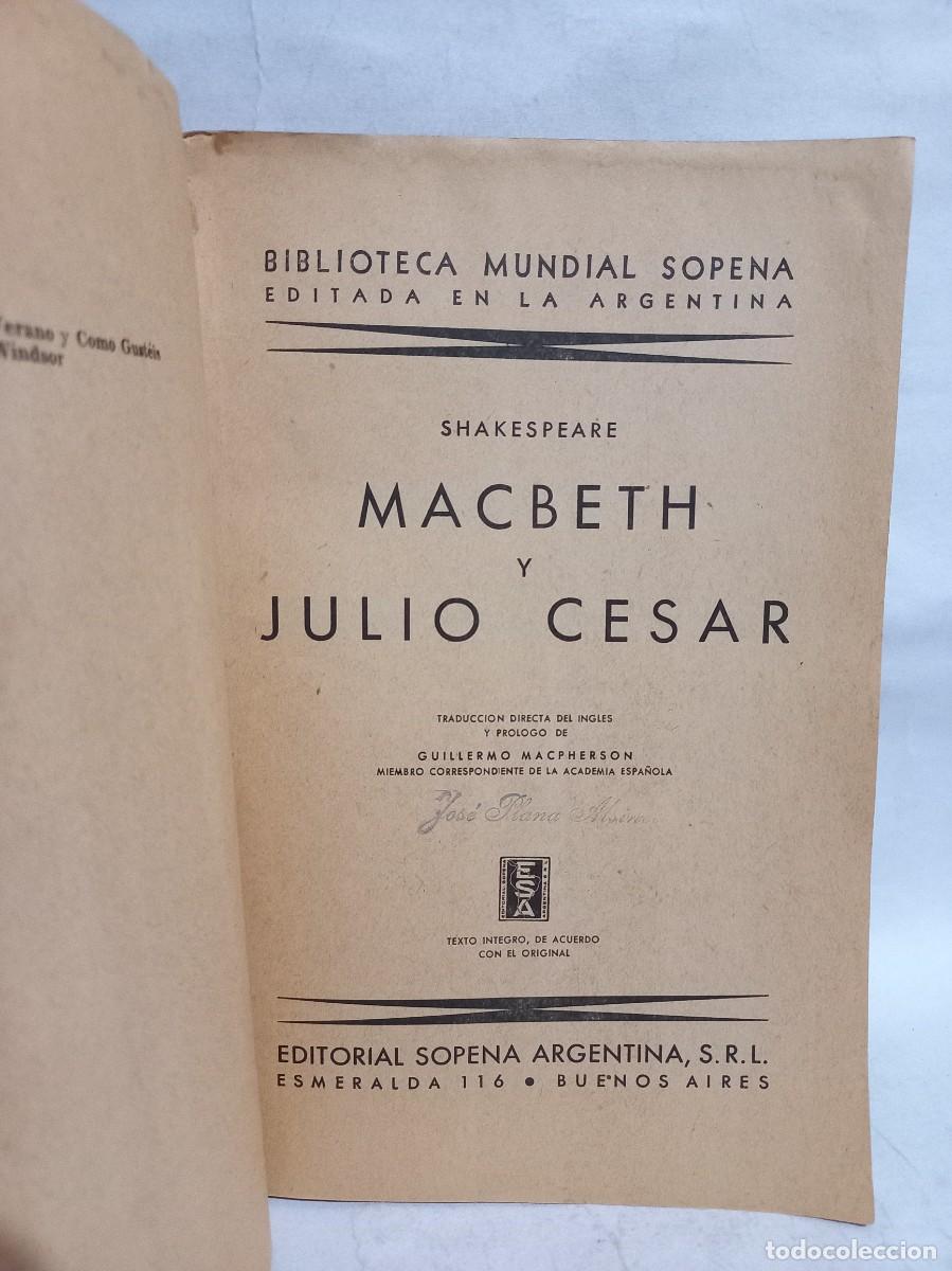 Libros de segunda mano: Shakespeare - Macbeth y Julio Cesar - 1944 - Foto 3