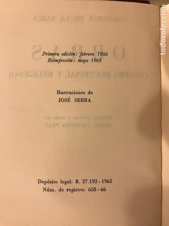 Libros de segunda mano: Calder&oacute;n de la Barca. Obras. Teatro doctrinal y religioso. Editorial Vergara - Foto 3
