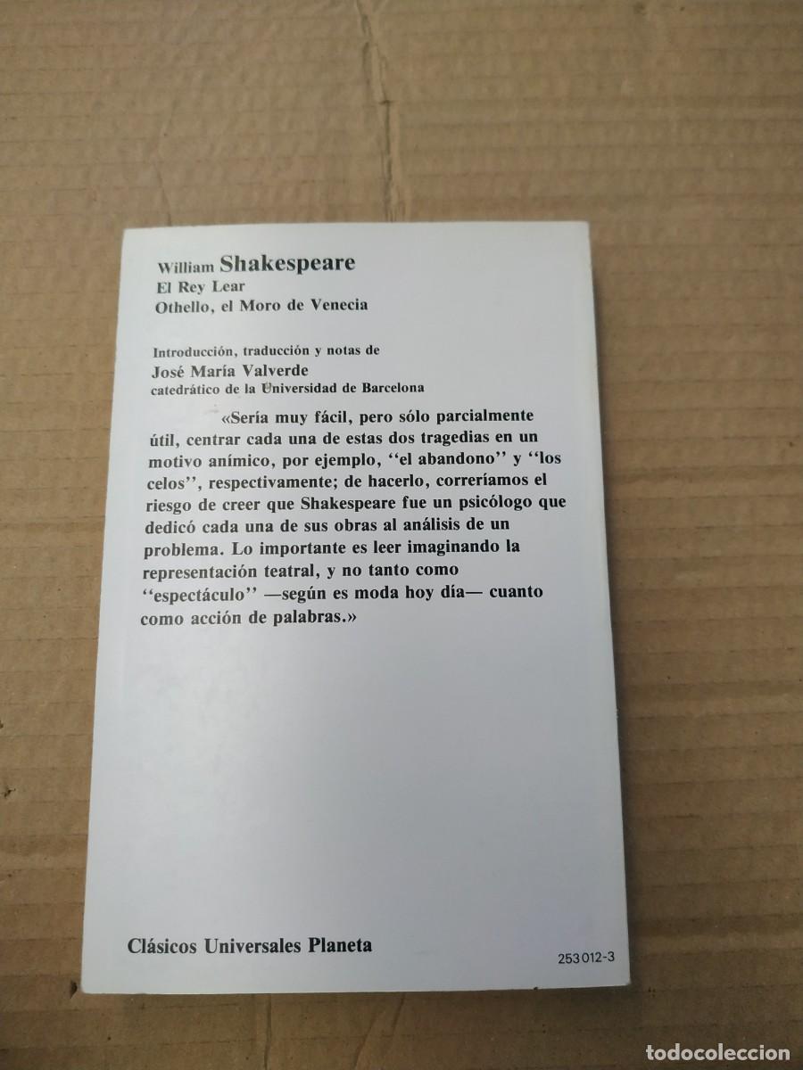 Libros de segunda mano: El Rey Lear / Othello - William Shakespeare. Planeta - Foto 2