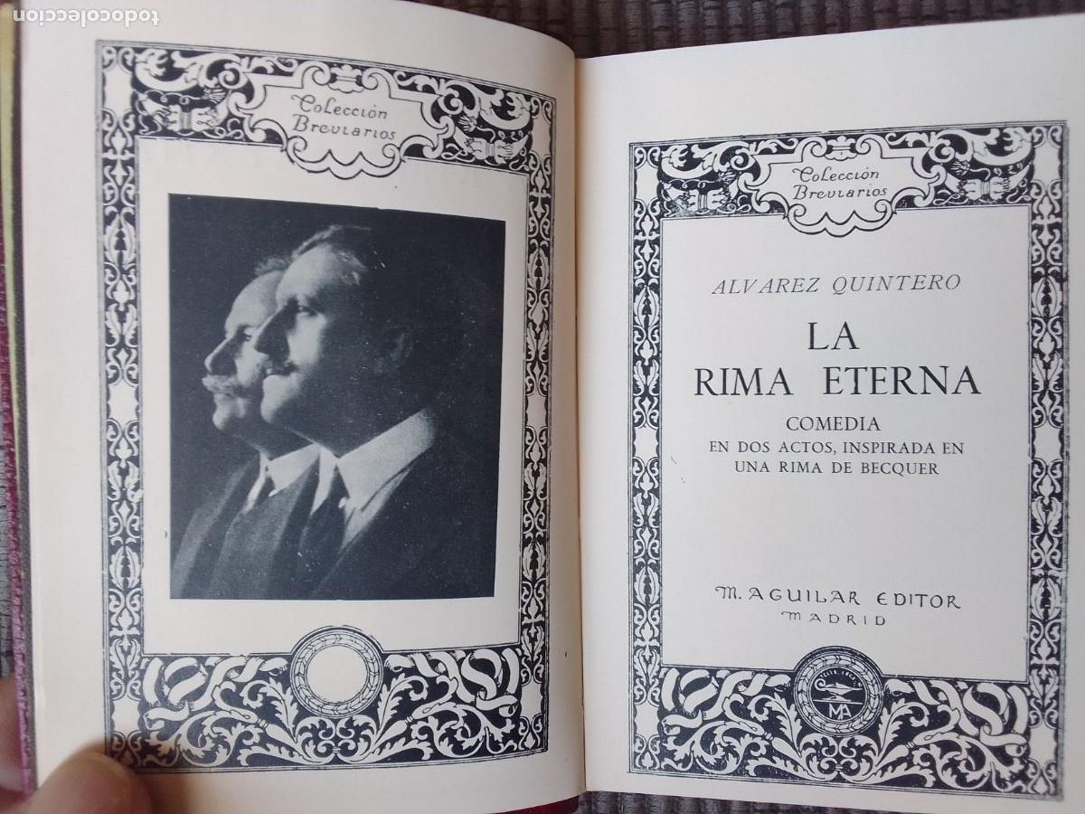 Libros de segunda mano: LA RIMA ETERNA. ALVAREZ QUINTERO. AGUILAR, - Foto 1