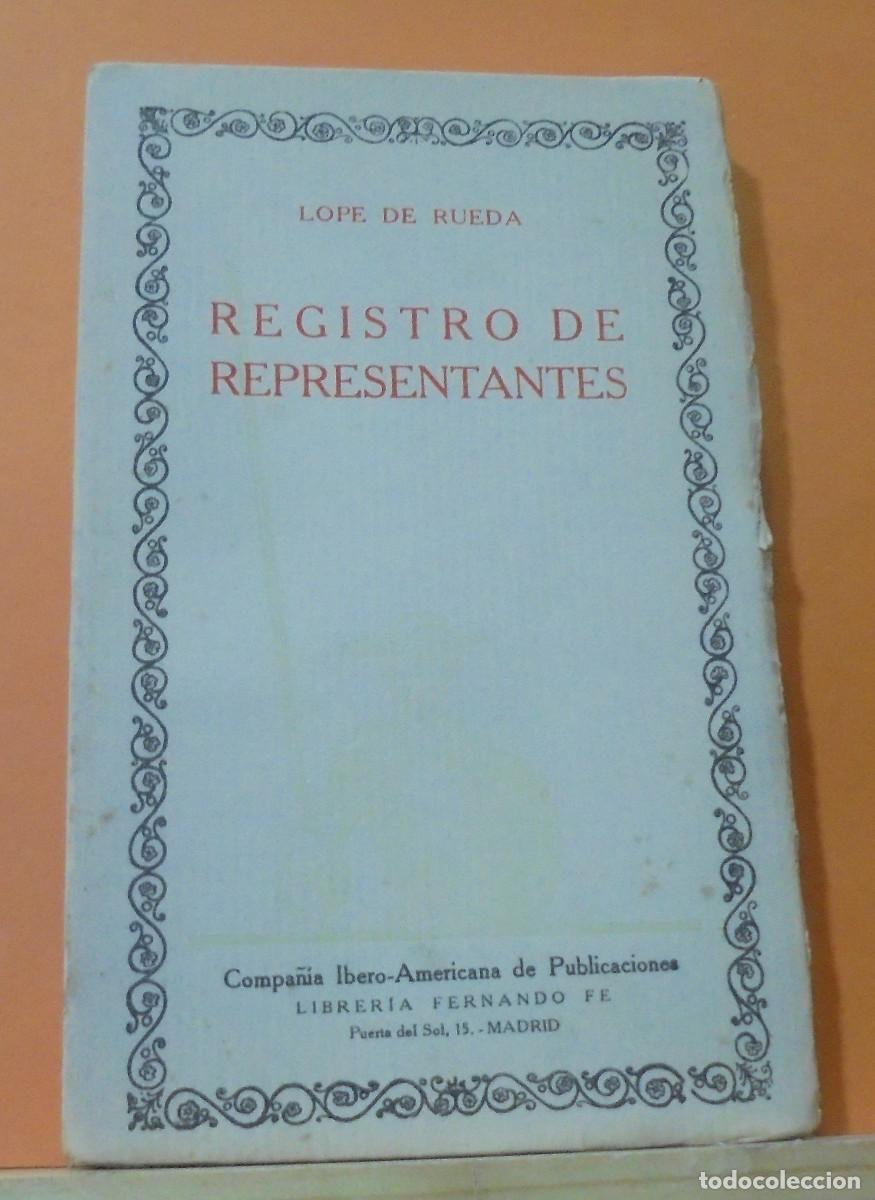 Libros de segunda mano: Registro de representantes. Lope de Rueda - Foto 1