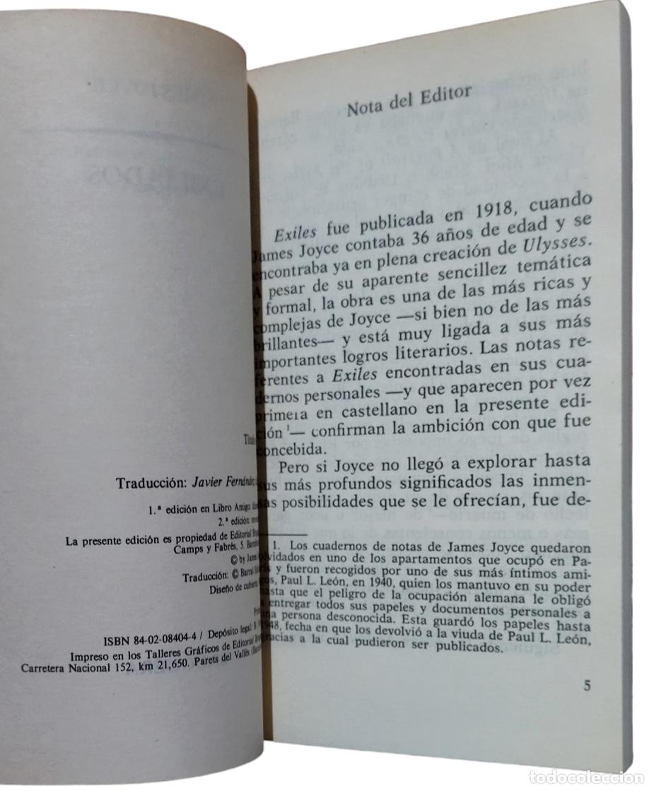 Libros de segunda mano: EXILIADOS / JAMES JOYCE. EXCELENTE ESTADO. - Foto 4