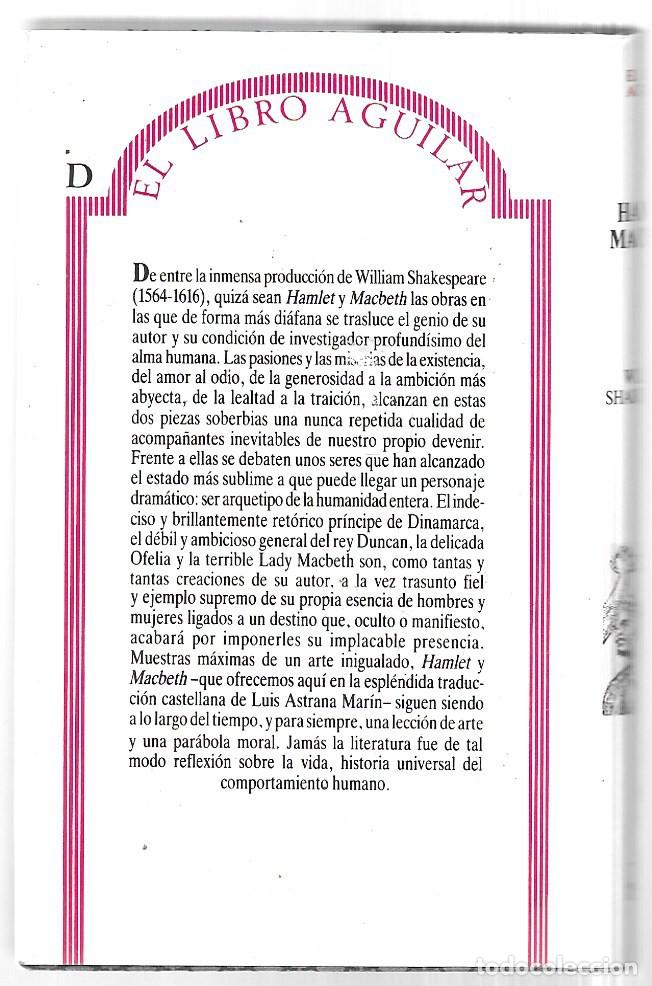 Libros de segunda mano: William Shakespeare . Hamlet / Macbeth . Aguilar - Foto 2