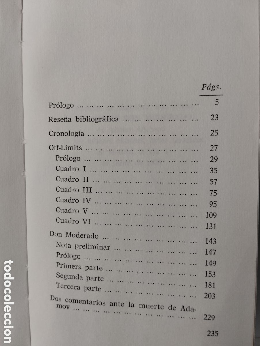 Libros de segunda mano: Off L&iacute;mits y Don Moderado, Arthur Adamov - Foto 4