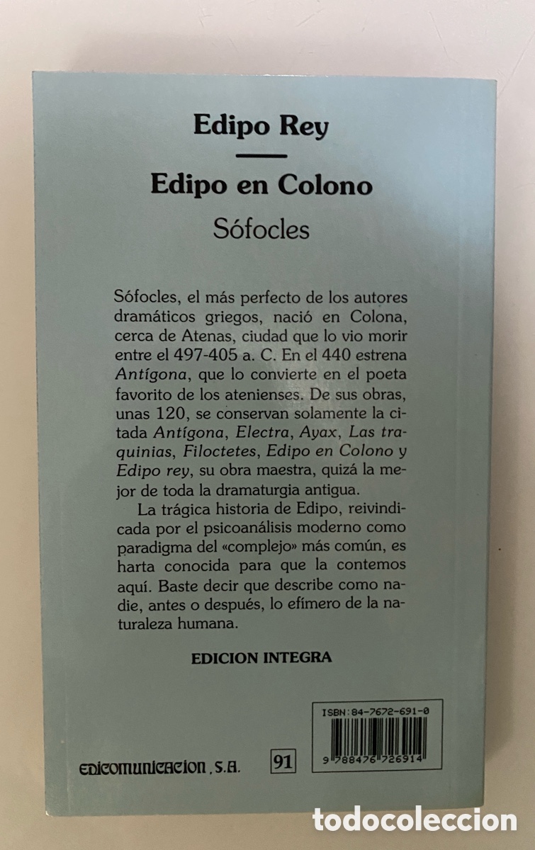 Libros de segunda mano: Edipo Rey. Edipo en Colono - S&Oacute;FOCLES - Foto 2