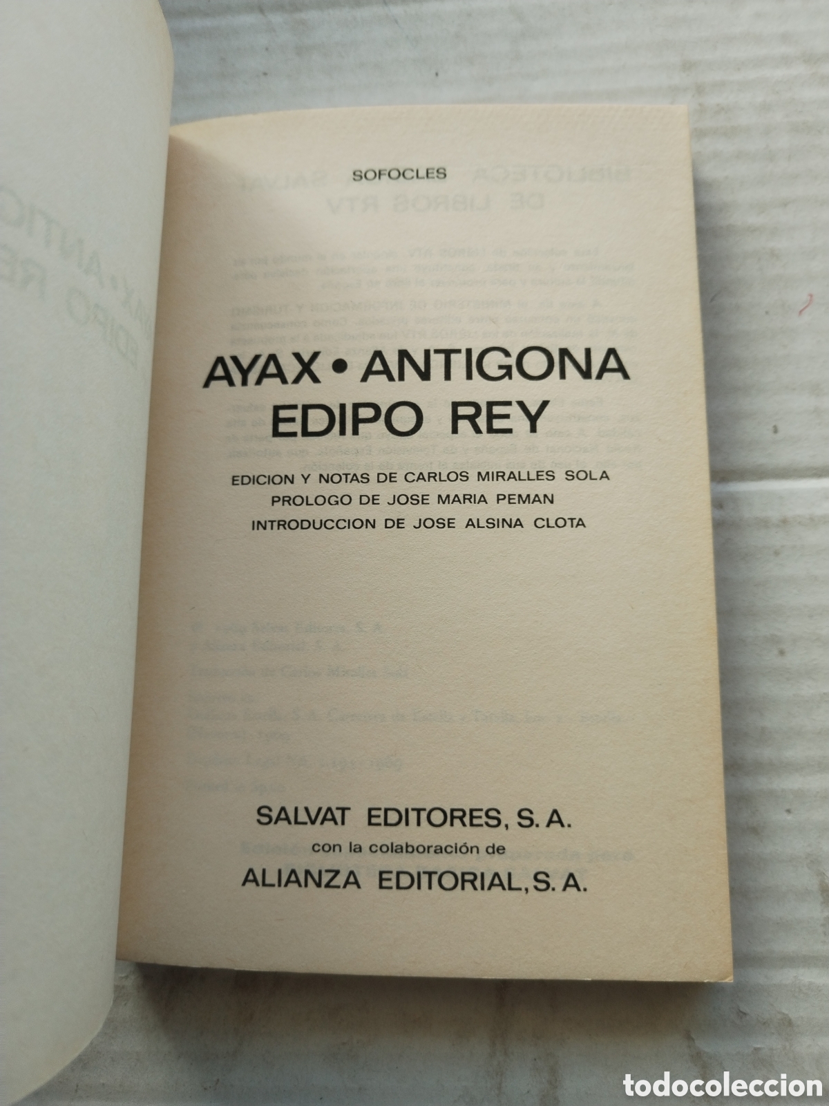 Libros de segunda mano: AYAX ANTIGONA EDIPO REY/SOFOCLES - Foto 2