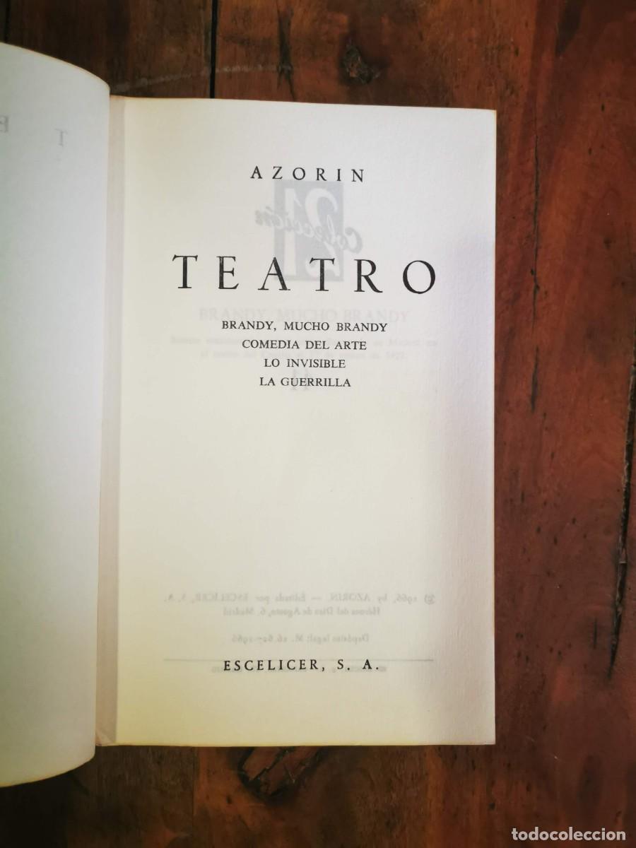 Libros de segunda mano: AZOR&Iacute;N. Teatro: Brandy, mucho brandy; comedia del arte; Lo invisible; La guerrilla - Foto 2