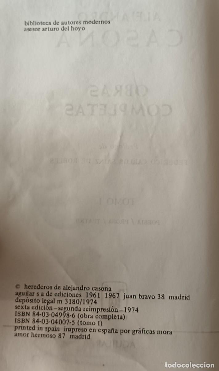 Libros de segunda mano: Alej&aacute;ndro Casona-Obras Completas-tomo 1-1974 - Foto 2