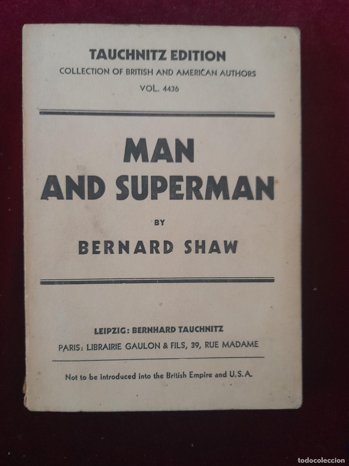 Libros de segunda mano: MAN AND SUPERMAN. Bernard Shaw. Tauchnitz - Foto 1