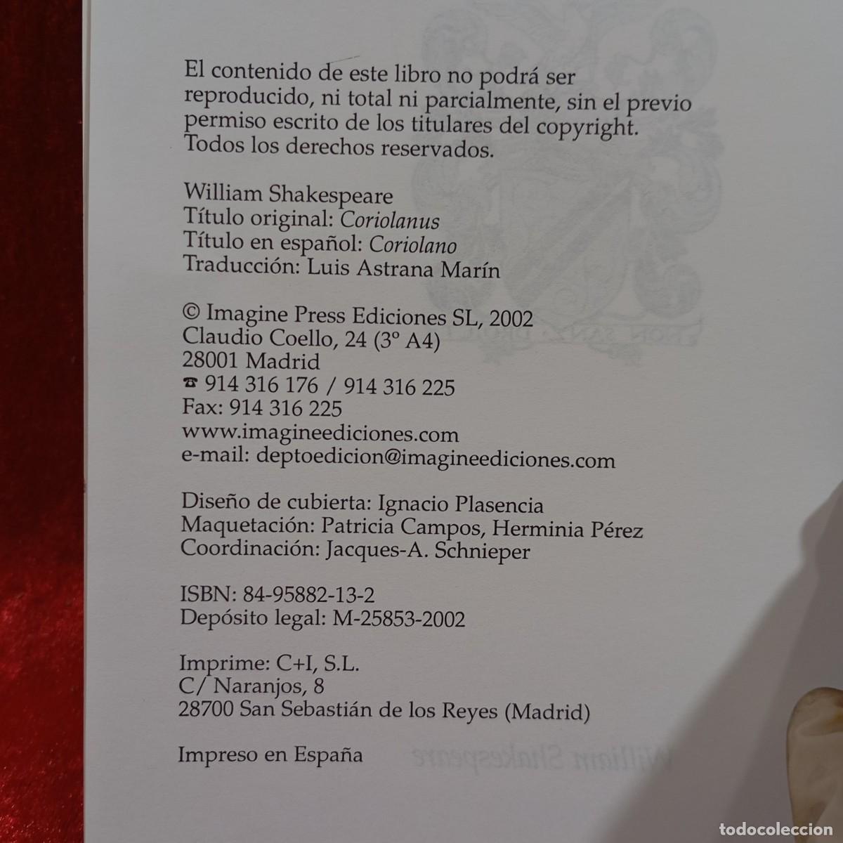 Libros de segunda mano: WILLIAM SHAKESPEARE - CORIOLANO - EDICI&Oacute;N BILING&Uuml;E - IMAGINE PRESS EDICIONES - 2002 / 154 - Foto 3