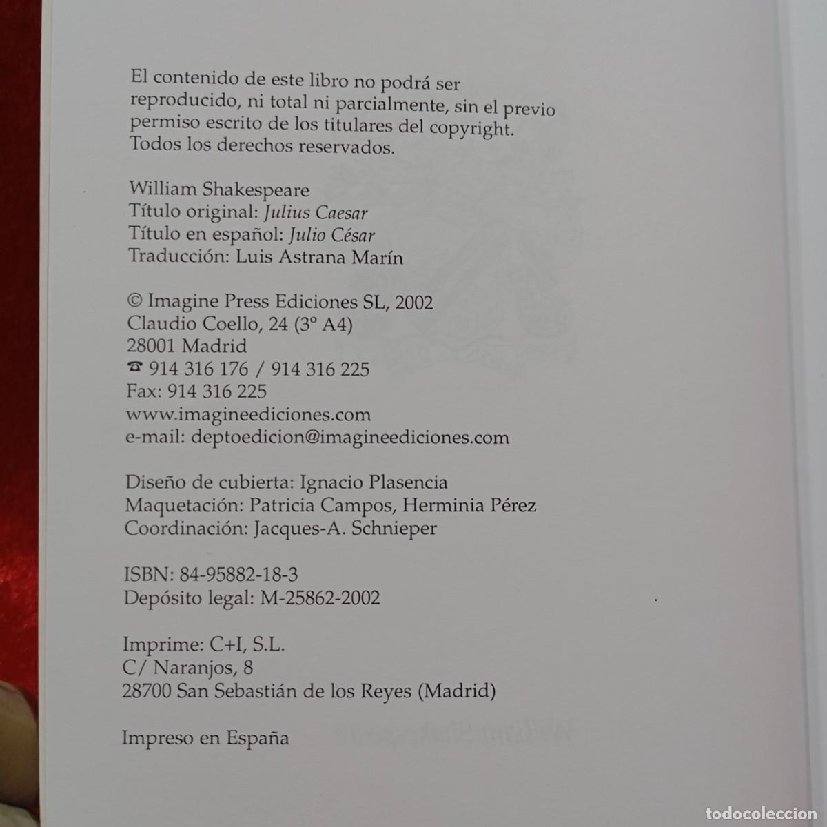 Libros de segunda mano: WILLIAM SHAKESPEARE - JULIO CESAR - EDICI&Oacute;N BILING&Uuml;E - IMAGINE PRESS EDICIONES - 2002 / 162 - Foto 3