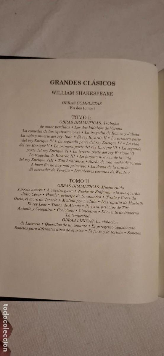 Libros de segunda mano: SHAKESPEARE: OBRAS COMPLETAS (Aguilar, 2 tomos) - Foto 2