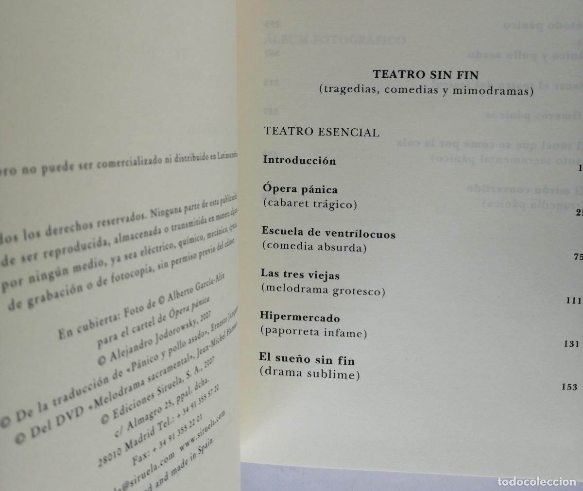 Libros de segunda mano: TEATRO SIN FIN, ALEJANDRO JODOROWSKY, SIRUELA - Foto 3