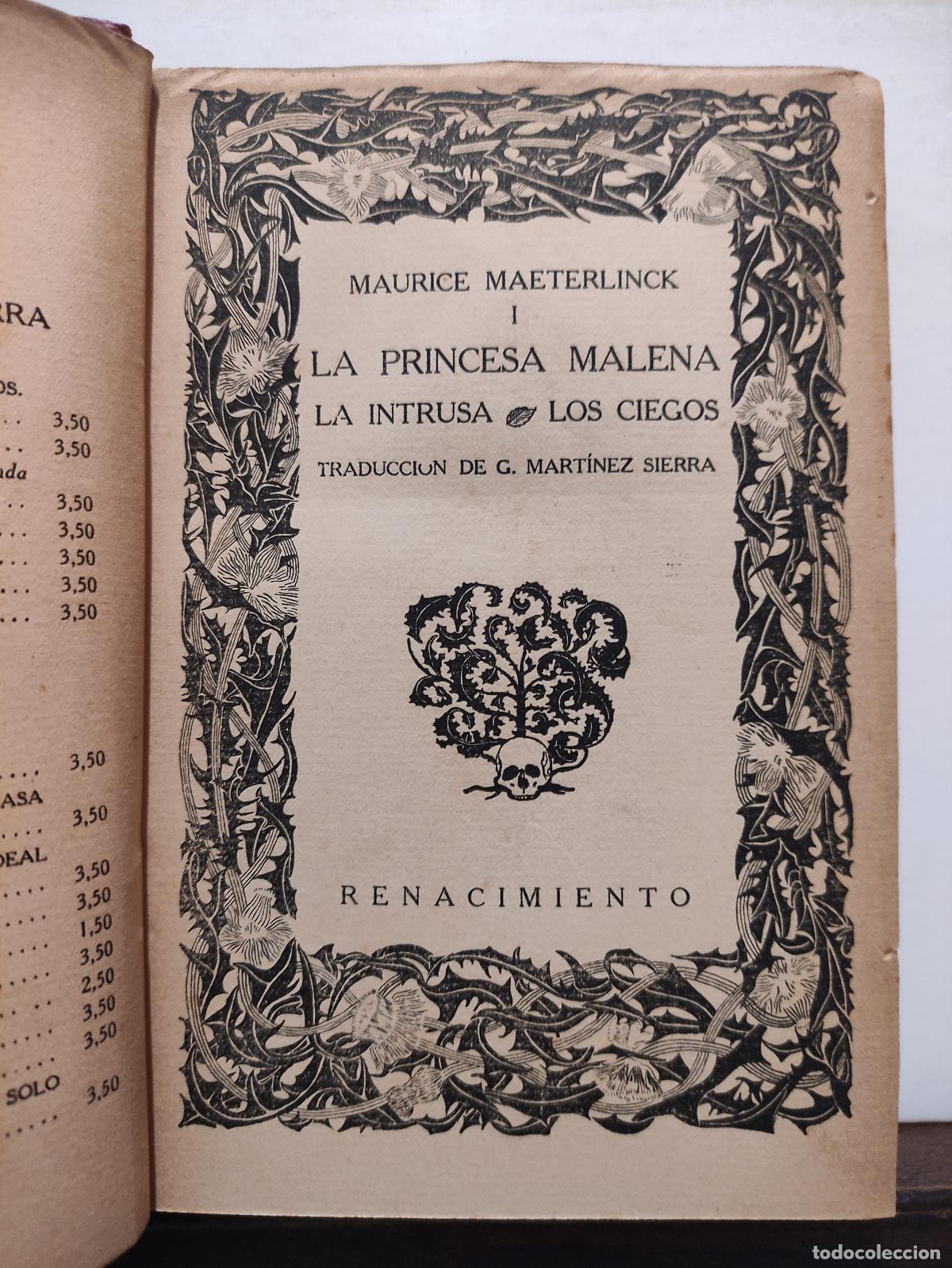 Libros de segunda mano: LA PRINCESA MALENA - LA INTRUSA - LOS CIEGOS - MAURICE MAETERLINCK - Foto 2
