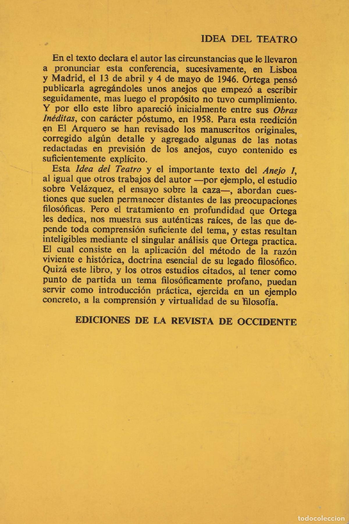 Libros de segunda mano: Idea del teatro - Ortega y Gasset, Jose - Foto 2