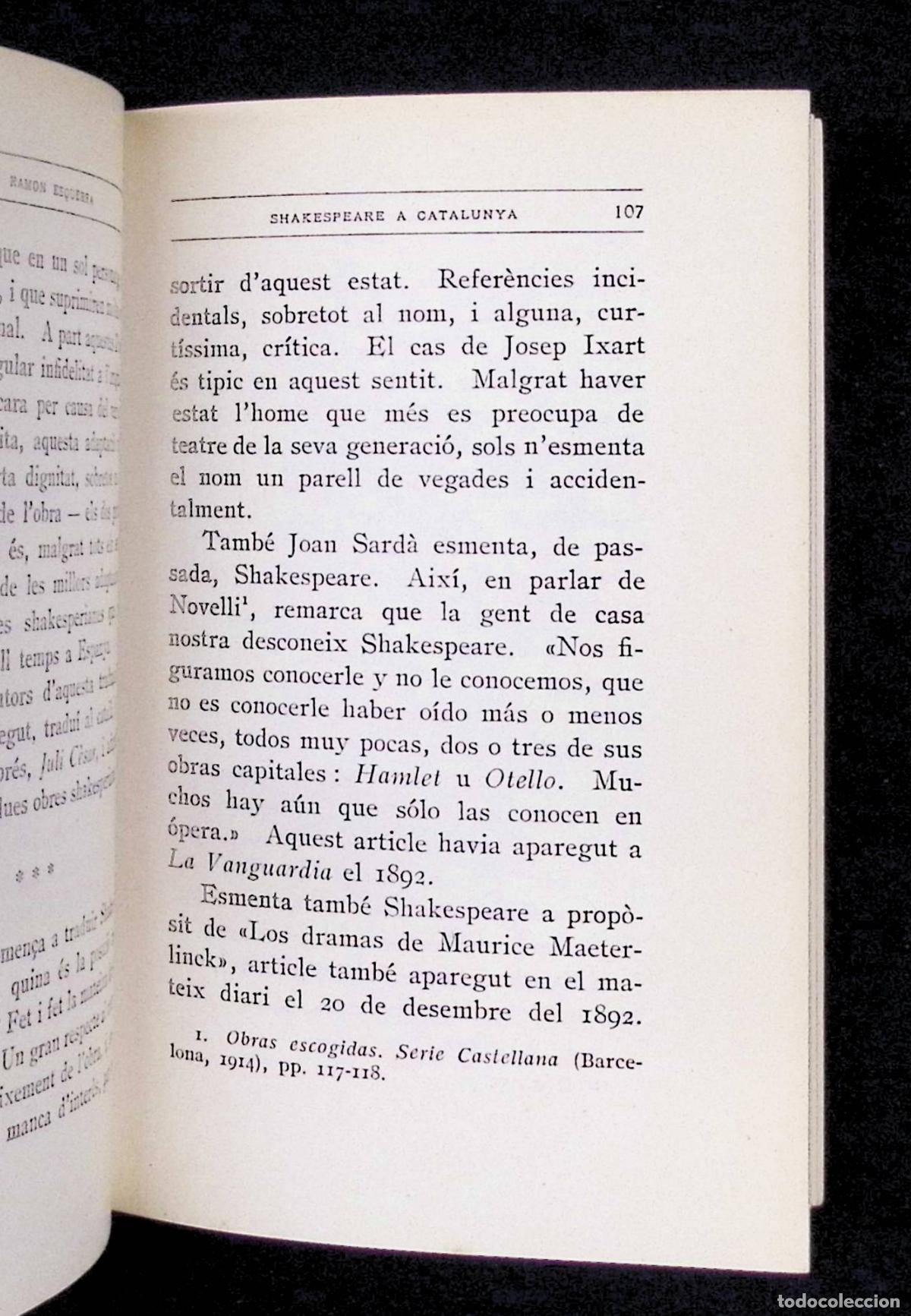 Libros de segunda mano: SHAKESPEARE A CATALUNYA. - ESQUERRA, Ramon. - Foto 4