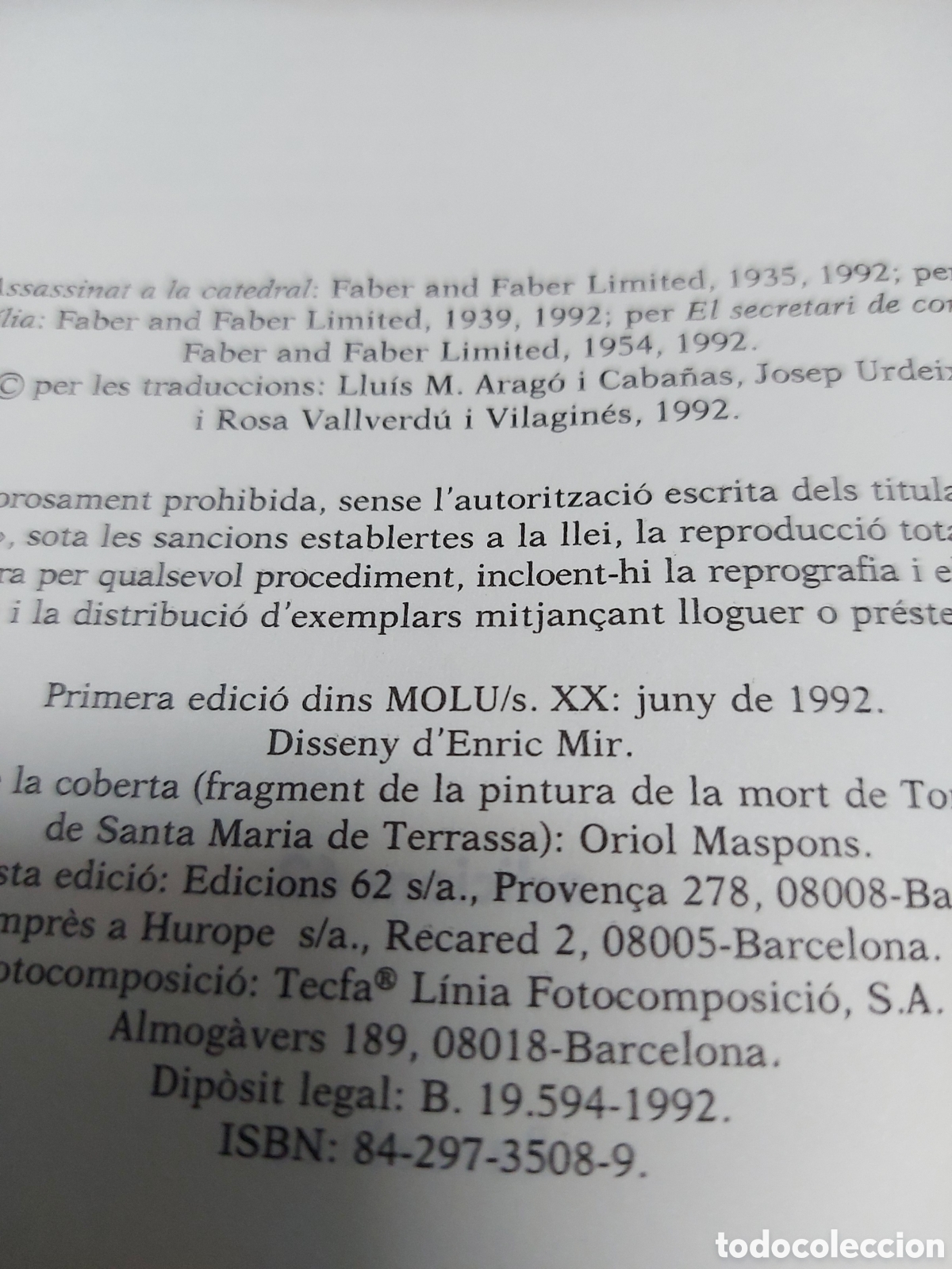 Libros de segunda mano: T.S. ELIOT TEATRE a&ntilde;o 1992 - Foto 2
