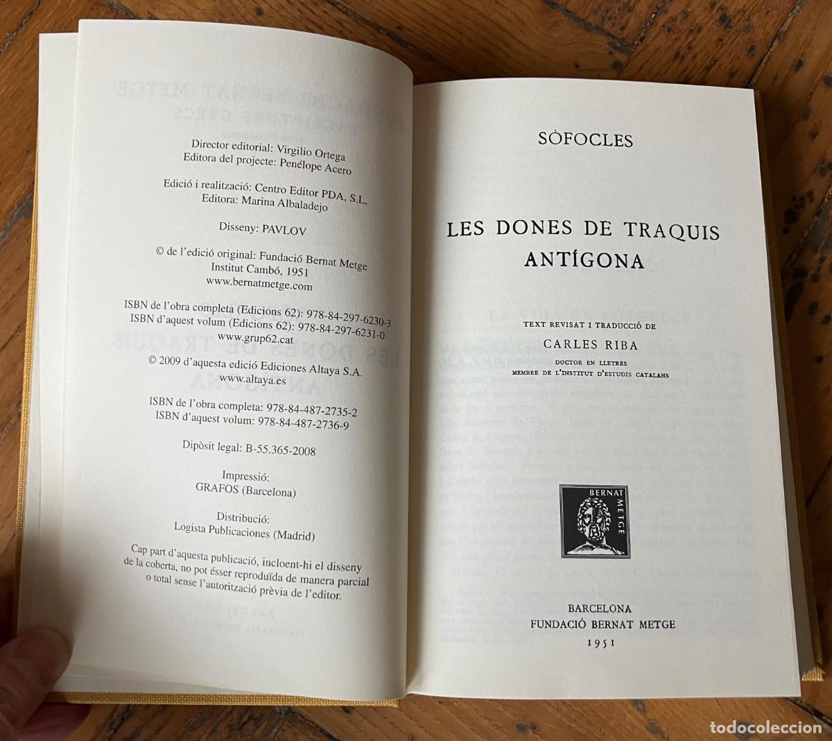 Libros de segunda mano: Les dones de Traquis. Antigona. S&oacute;focles. - Foto 3