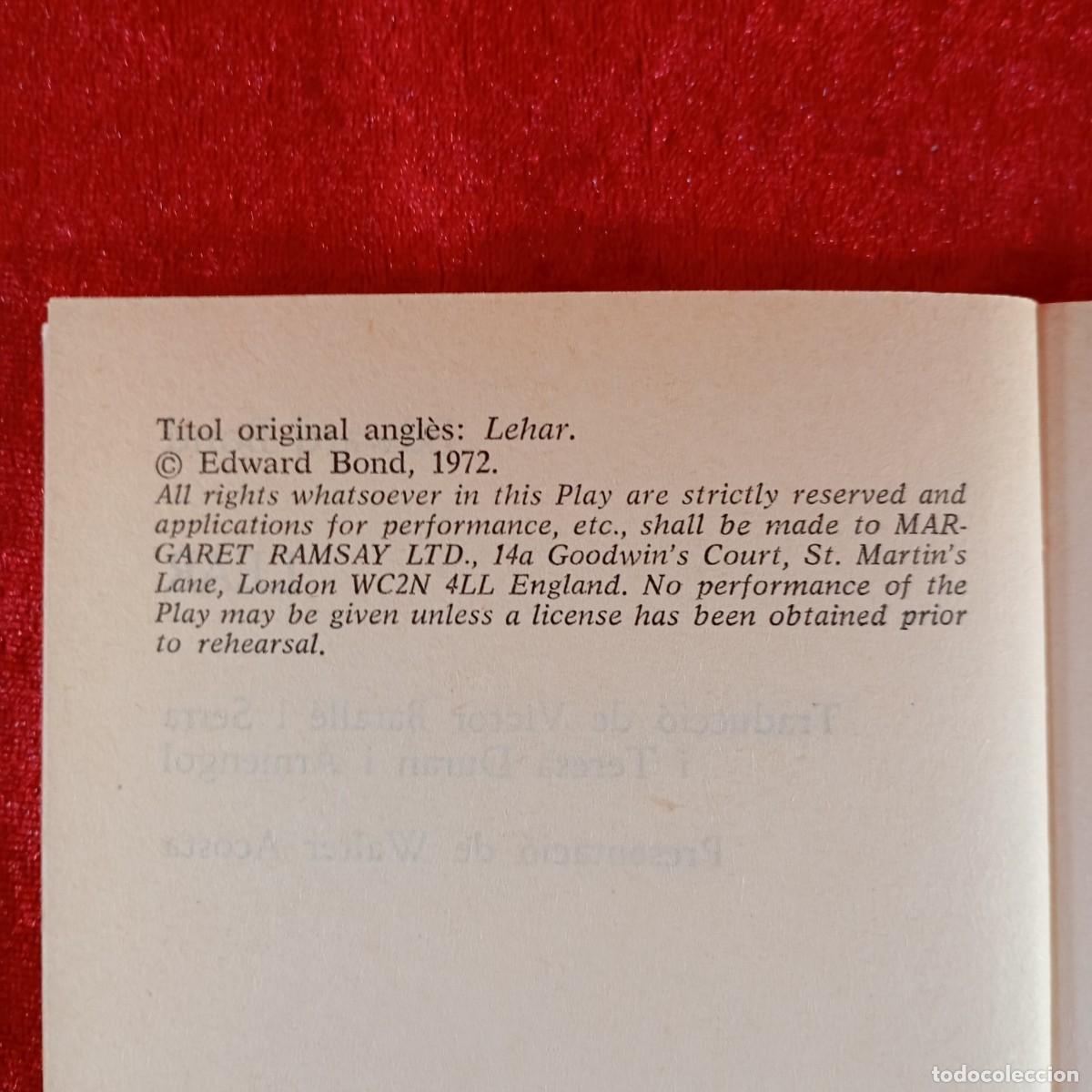 Libros de segunda mano: LEAR - EDWARD BOND - EDICIONS 62 - 1987 / 2216 - Foto 4