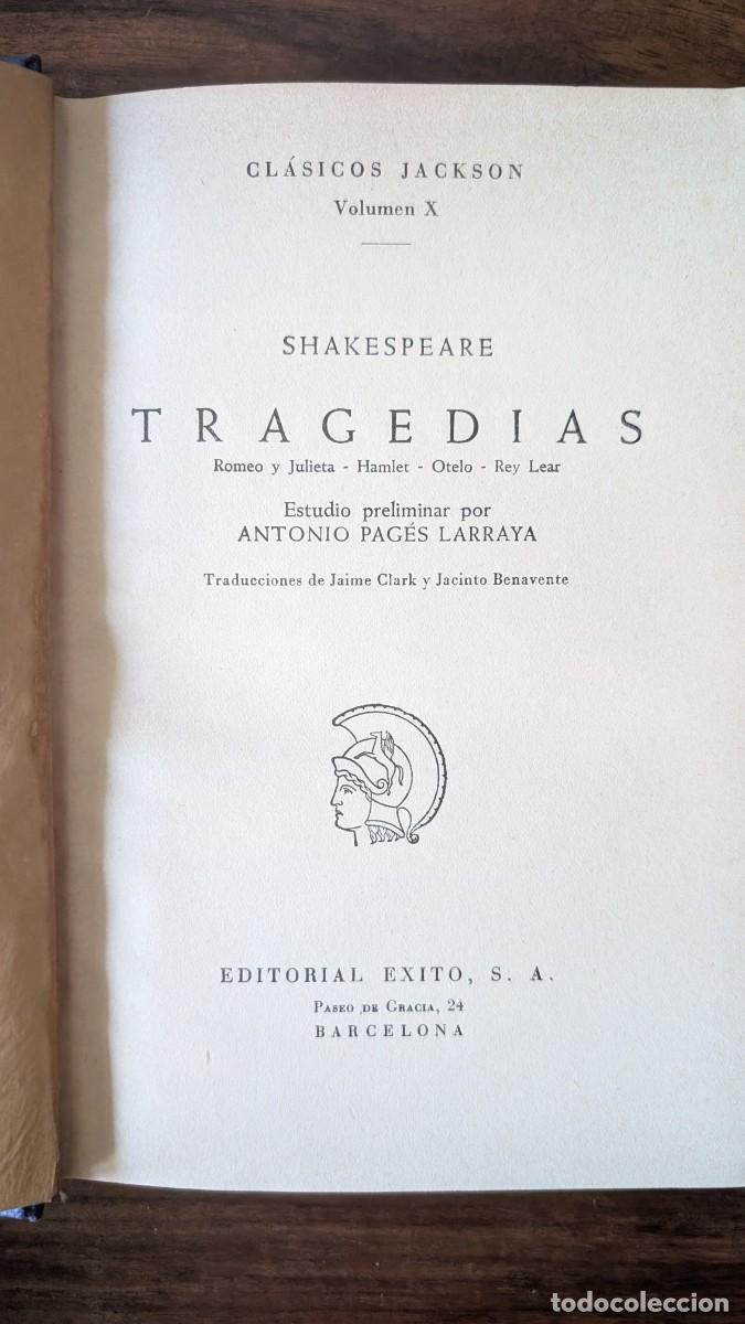 Libros de segunda mano: William SHAKESPEARE, &laquo;Tragedias&raquo;. C&aacute;sicos Jackson, 1951. - Foto 3