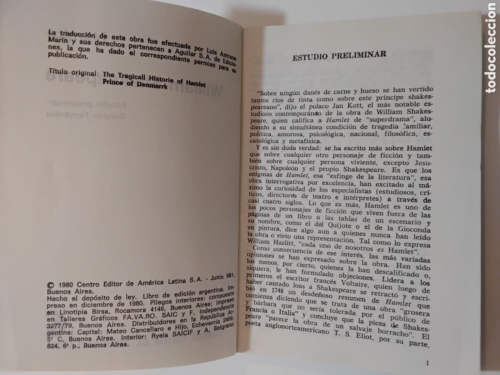 Libros de segunda mano: William Shakespeare &mdash; Hamlet. (Biblioteca B&aacute;sica Universal, 1980) - Foto 4