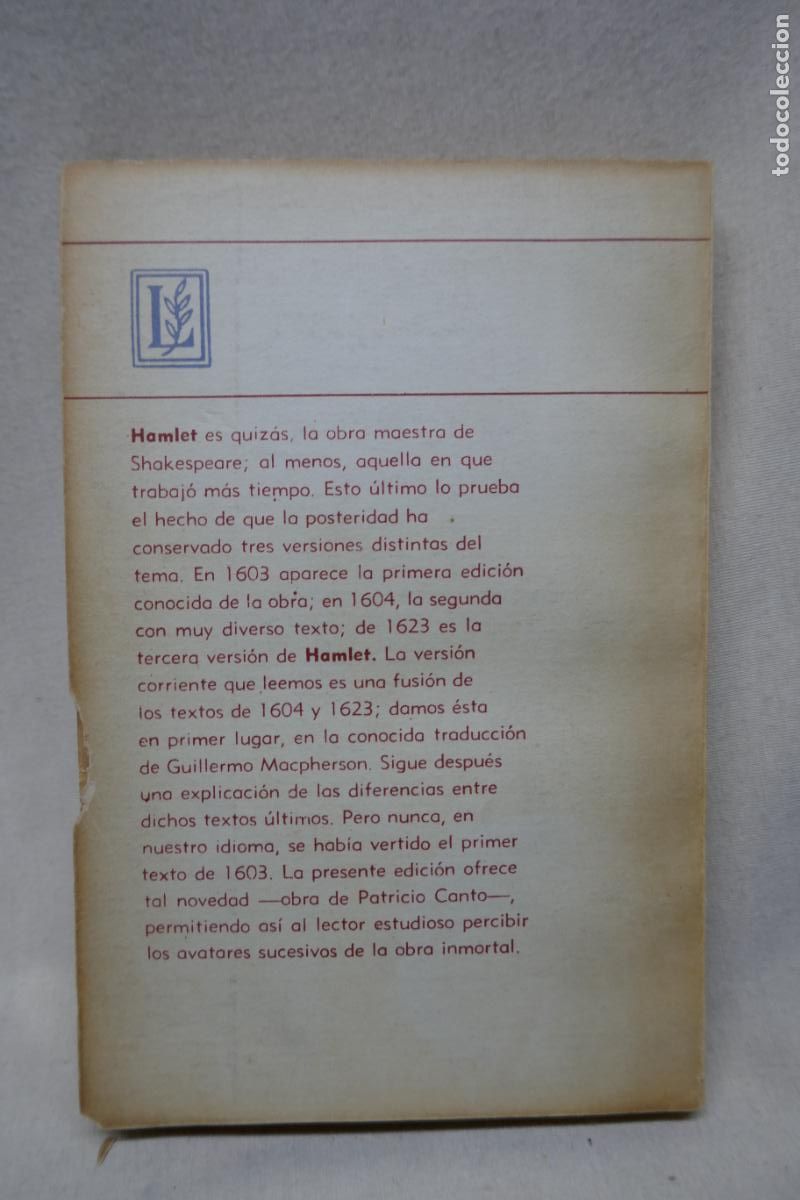 Libros de segunda mano: W. SHAKESPEARE. HAMLET (EN SUS TRES VERSIONES) - Foto 20
