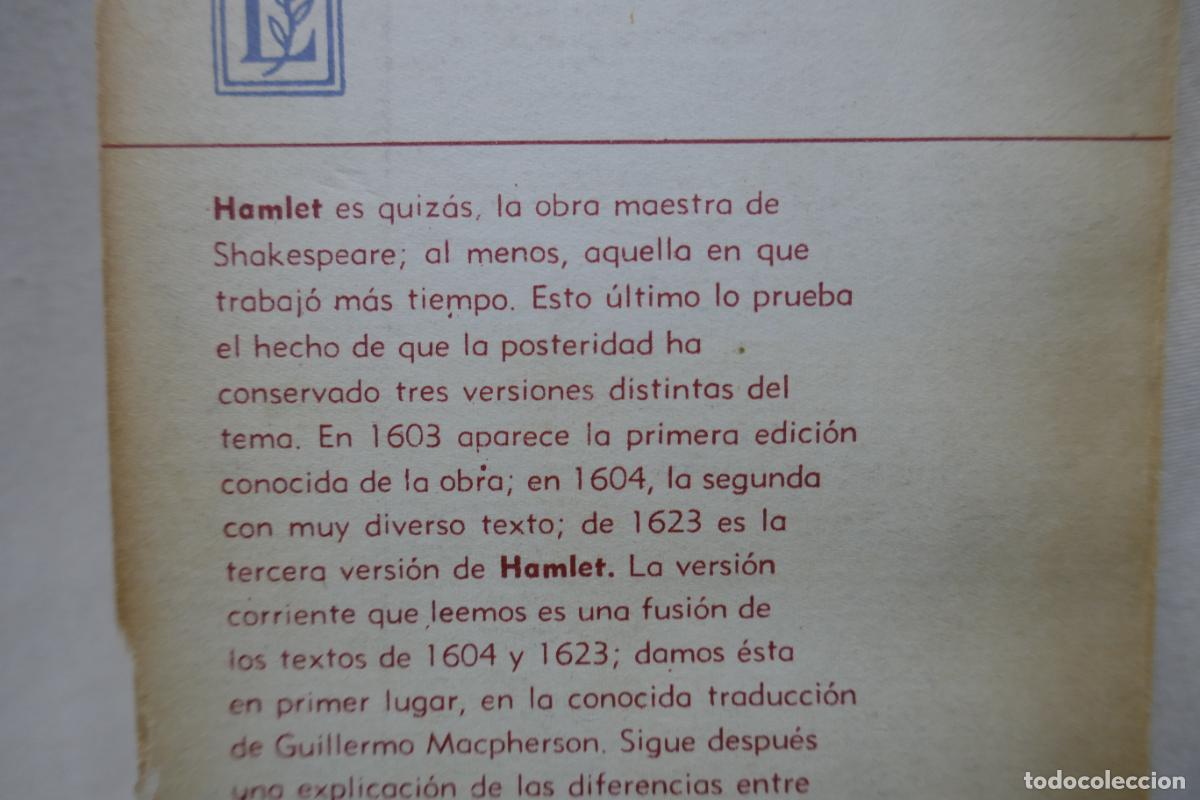 Libros de segunda mano: W. SHAKESPEARE. HAMLET (EN SUS TRES VERSIONES) - Foto 21
