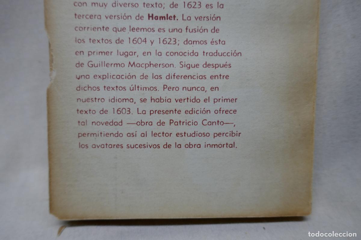 Libros de segunda mano: W. SHAKESPEARE. HAMLET (EN SUS TRES VERSIONES) - Foto 22