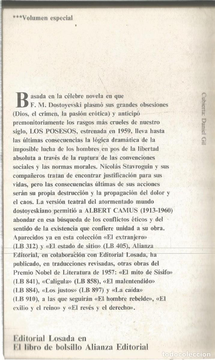 Libros de segunda mano: ALBERT CAMUS. LOS POSESOS. ALIANZA LOSADA. - Foto 2