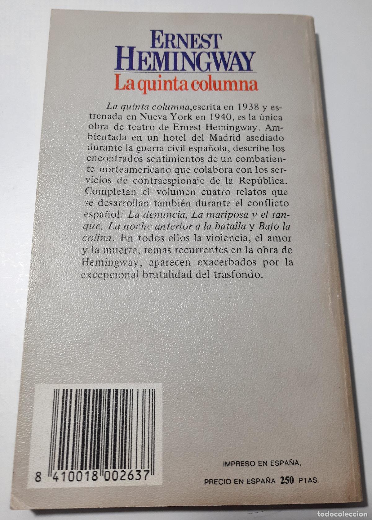 Libros de segunda mano: La quinta columna - Hemingway, Ernest - Foto 2
