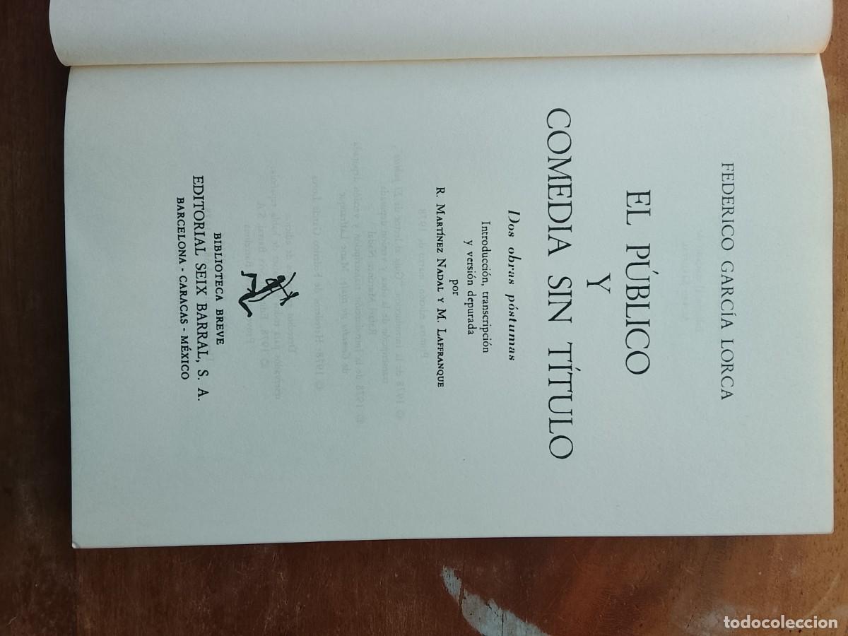 Libros de segunda mano: Federico Garc&iacute;a Lorca. El p&uacute;blico y comedia sin t&iacute;tulo - Foto 2