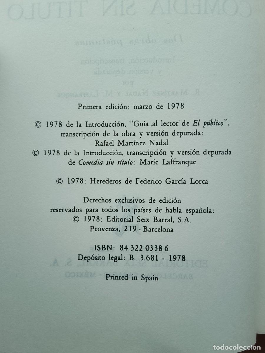 Libros de segunda mano: Federico Garc&iacute;a Lorca. El p&uacute;blico y comedia sin t&iacute;tulo - Foto 3