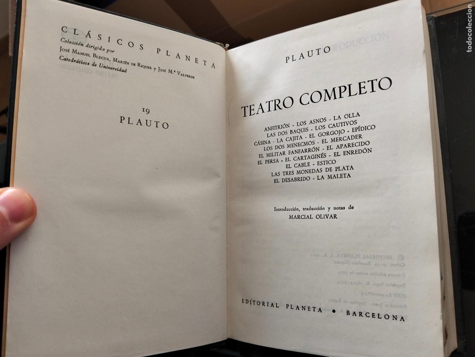 Libros de segunda mano: Teatro Clasico. Plauto, Obras. ed. Planeta, 1974, Lujo, Papel Biblia, Cinta, VISITA MI CATALOGO RP