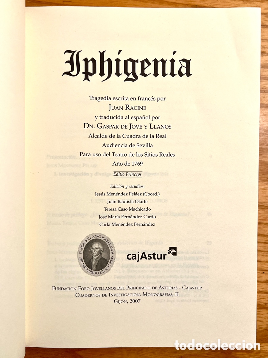 Libros de segunda mano: Iphigenia - Editio Princeps Jovellanos - Foto 3