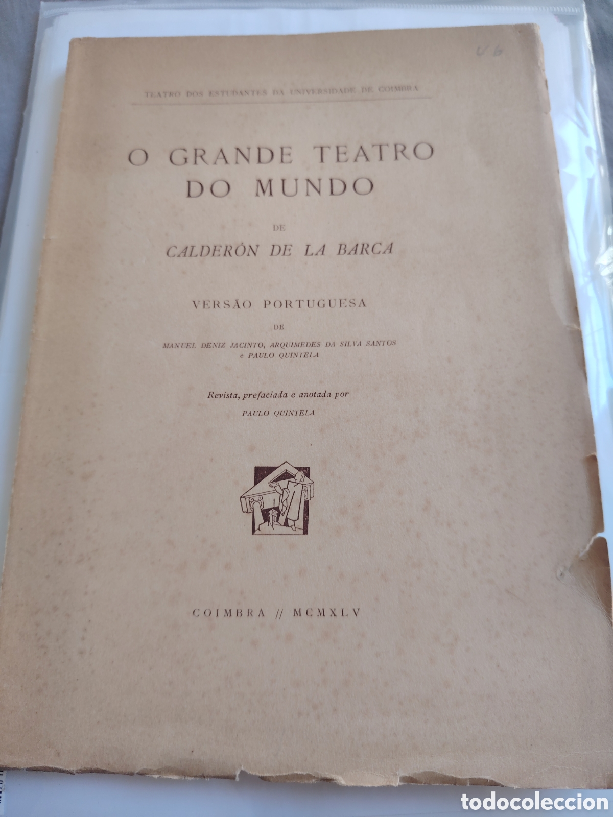 Libros de segunda mano: O grande teatro do mundo. Calder&oacute;n de la Barca. Portugu&eacute;s. Coimbra. 1945