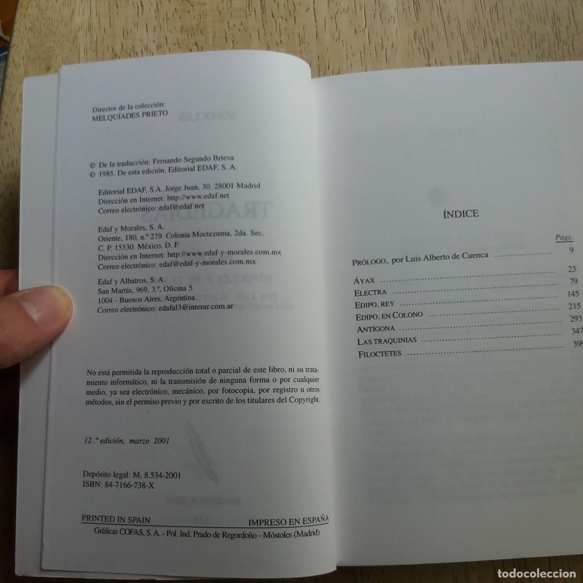 Libros de segunda mano: Tragedias. S&oacute;focles. Introducci&oacute;n y siete obras - Foto 3