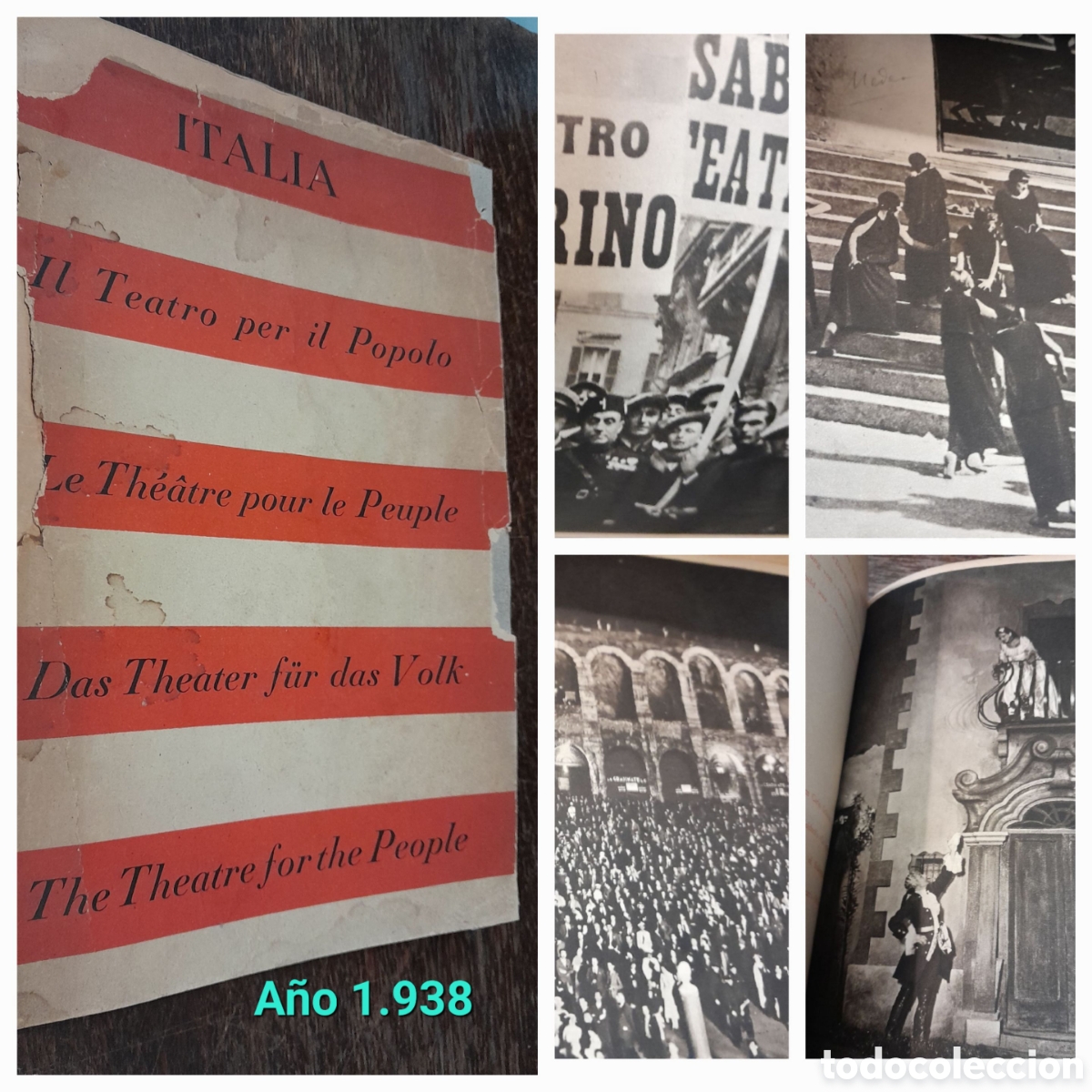 Libros de segunda mano: Il teatro per il Popolo. XI Congresso internazionale, Londres 1938 Nicola de Pirro. Fotos ingl&eacute;s etc