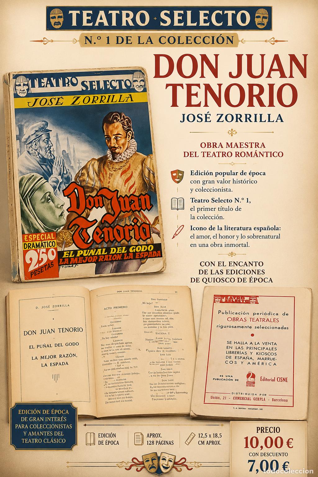 Libros de segunda mano: DON JUAN TENORIO | JOS&Eacute; ZORRILLA | TEATRO SELECTO N&ordm; 1 | ED. CISNE | &Eacute;POCA