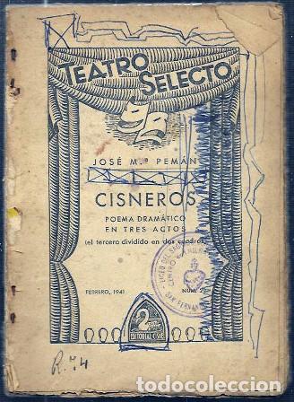 Libros de segunda mano: CISNEROS - POEMA DRAMATICO EN TRES ACTOS - COLECCI&Oacute;N TEATRO SELECTO - A-PEMAN-318