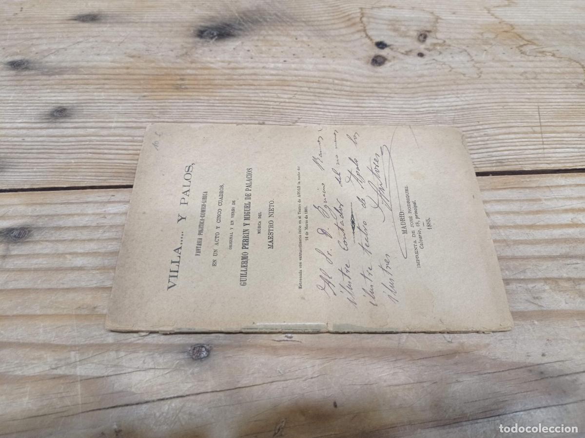 Libros de segunda mano: 1885 - GUILLERMO PERRIN Y MIGUEL DE PALACIOS. Villa&hellip; y palos - DEDICADO POR LOS AUTORES